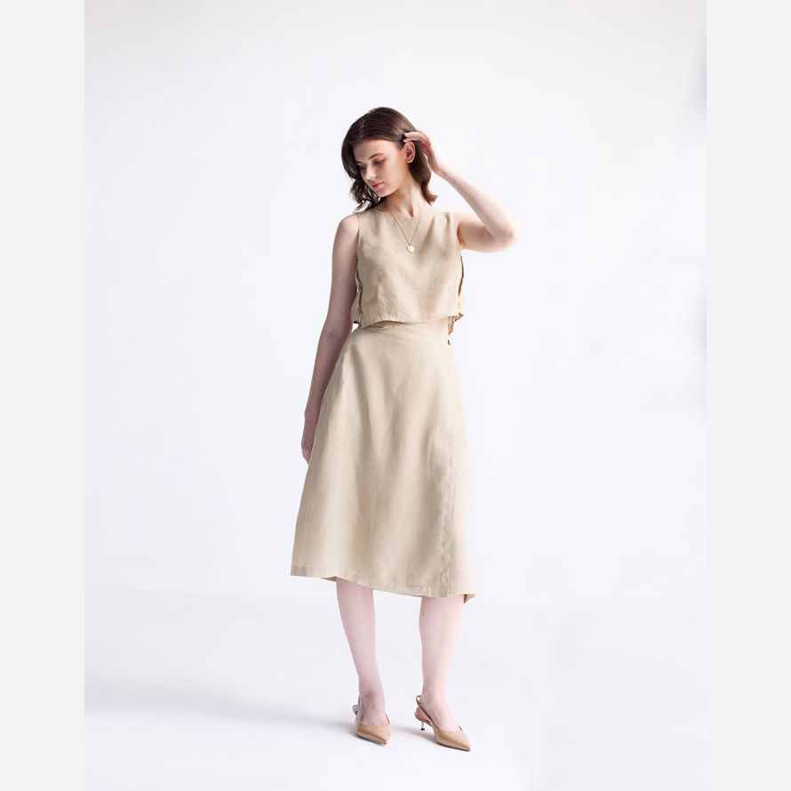 beige damen madewell reistorᆴ Überlappen midi rock