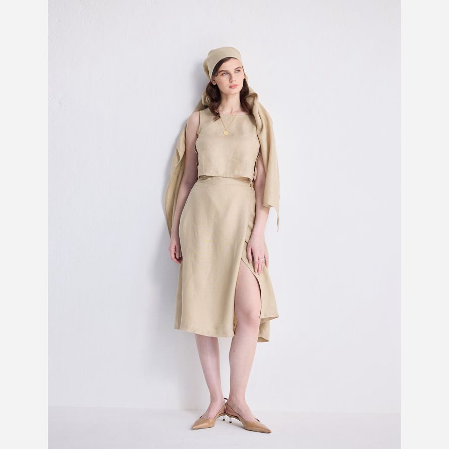 beige damen madewell reistorᆴ Überlappen midi rock