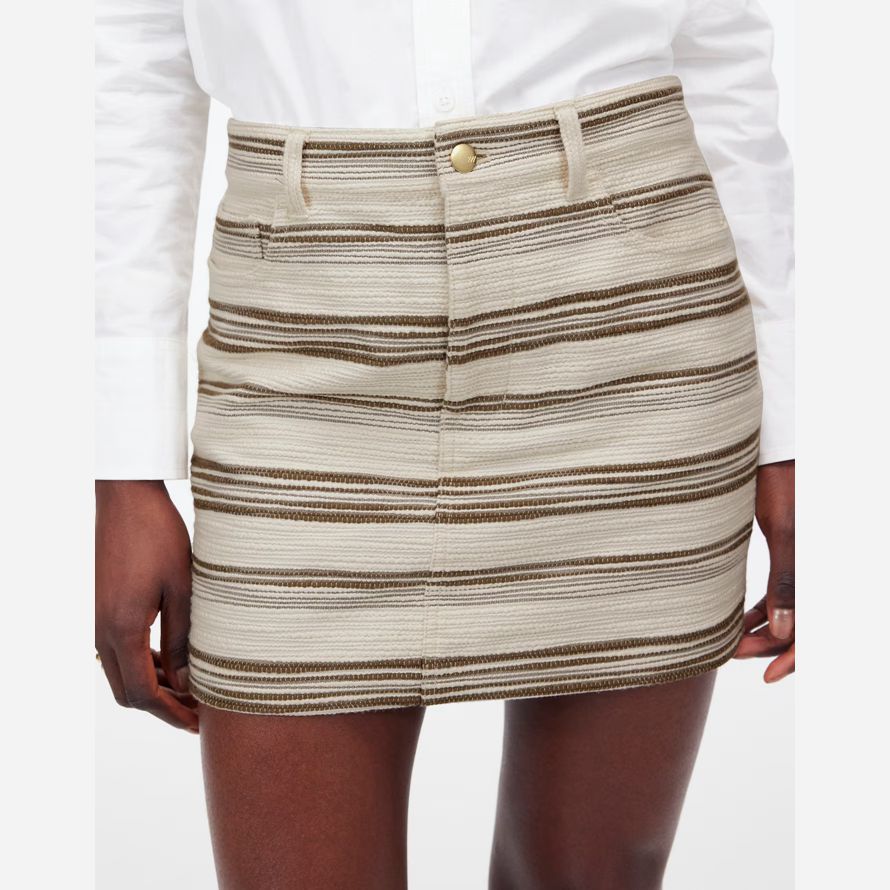 beige dunkelbraun madewell mini gestreiften tweed frauen rock