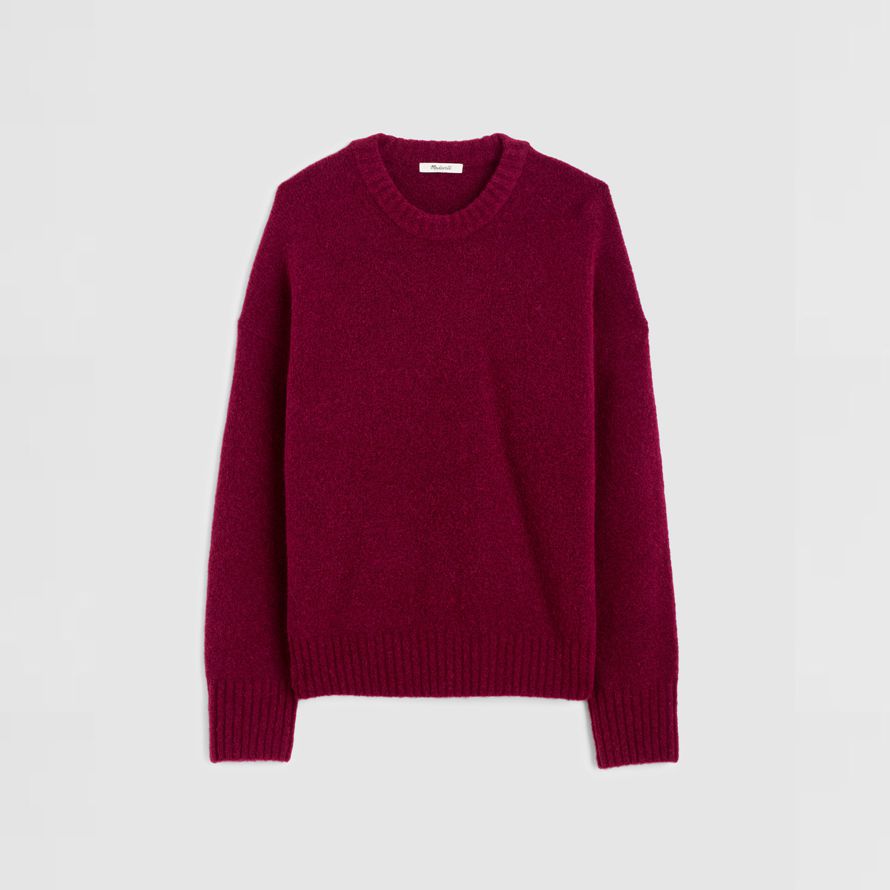 burgund madewell cloudsoft drop-shoulder crewneck damen pullover