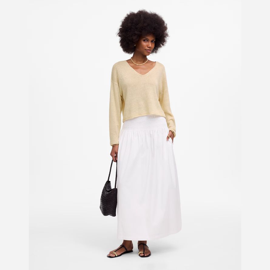 cream damen madewell leinen v-neck pullover