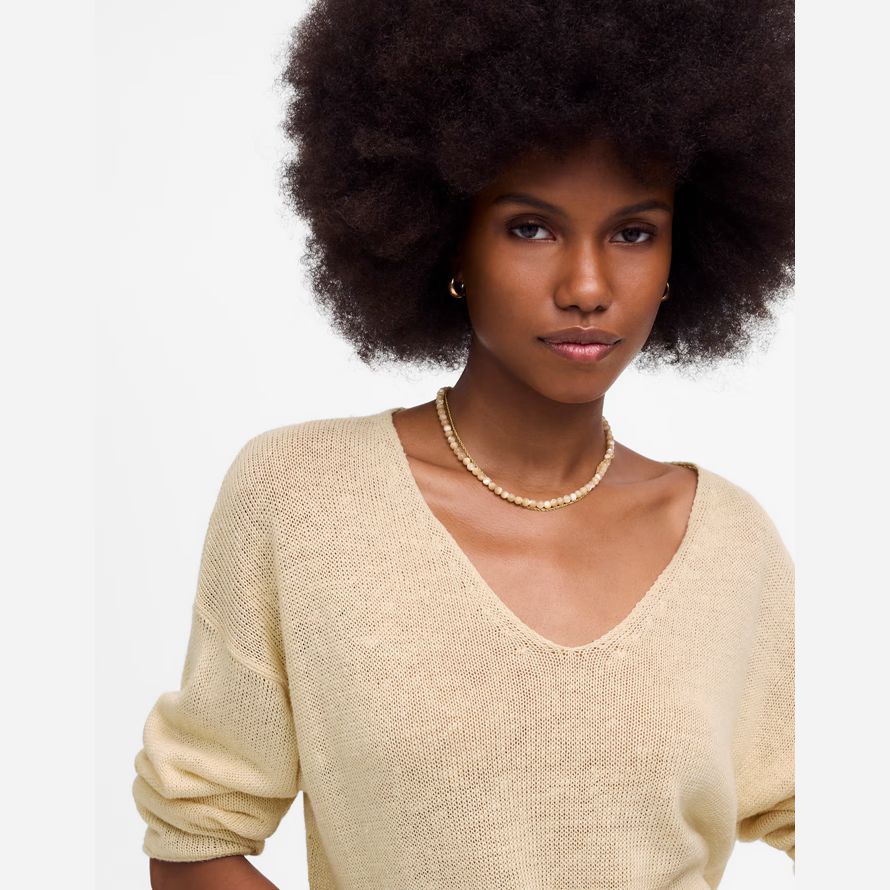 cream damen madewell leinen v-neck pullover