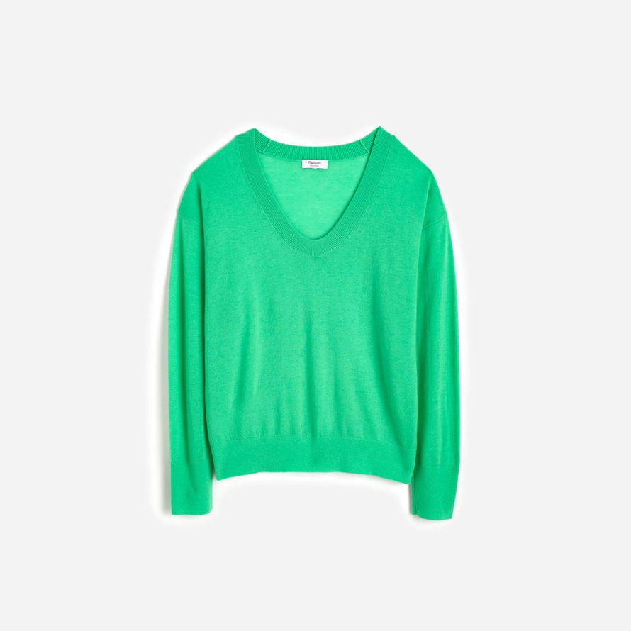 damen madewell cashmere u-ausschnitt pullover pullover grün