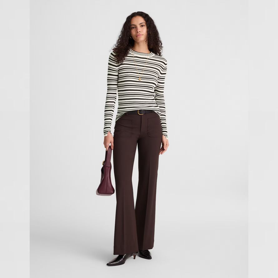 weiß schwarz madewell double-layered crewneck merino-wolle seide damen pullover