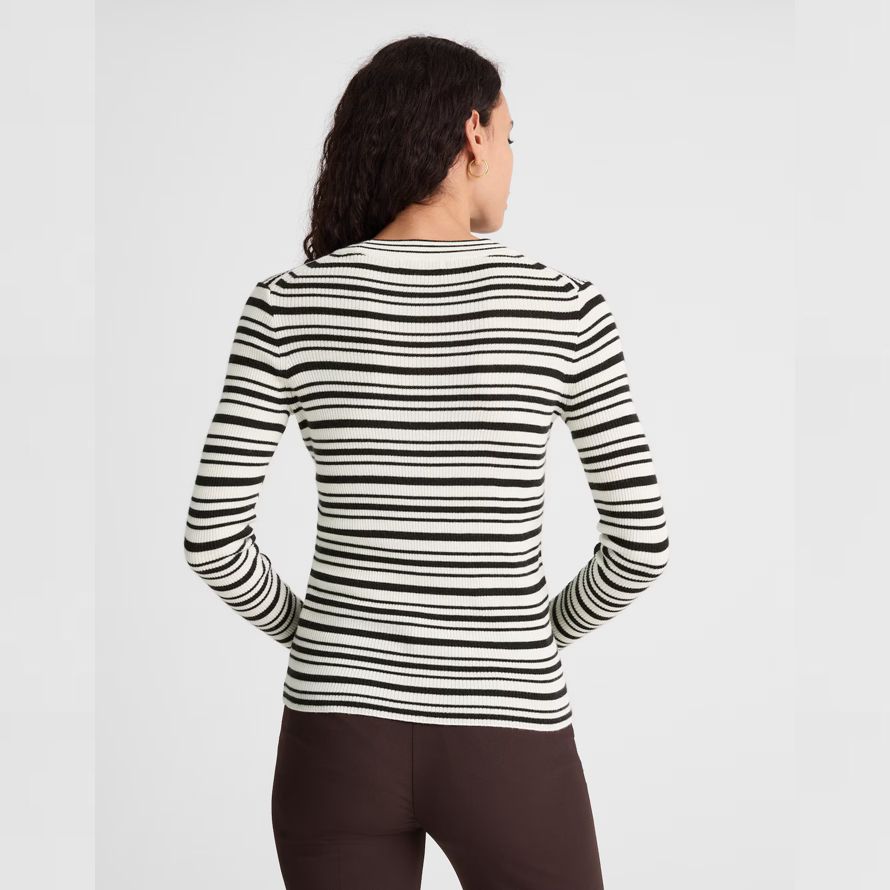 weiß schwarz madewell double-layered crewneck merino-wolle seide damen pullover