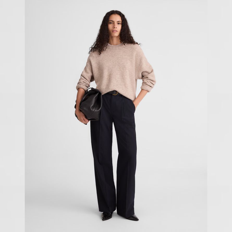 beige madewell cloudsoft drop-shoulder crewneck damen pullover