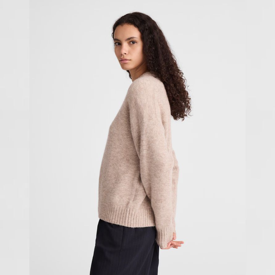 beige madewell cloudsoft drop-shoulder crewneck damen pullover