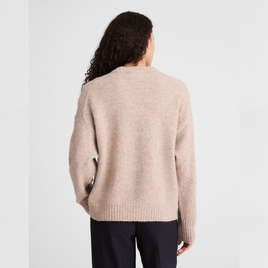 beige madewell cloudsoft drop-shoulder crewneck damen pullover