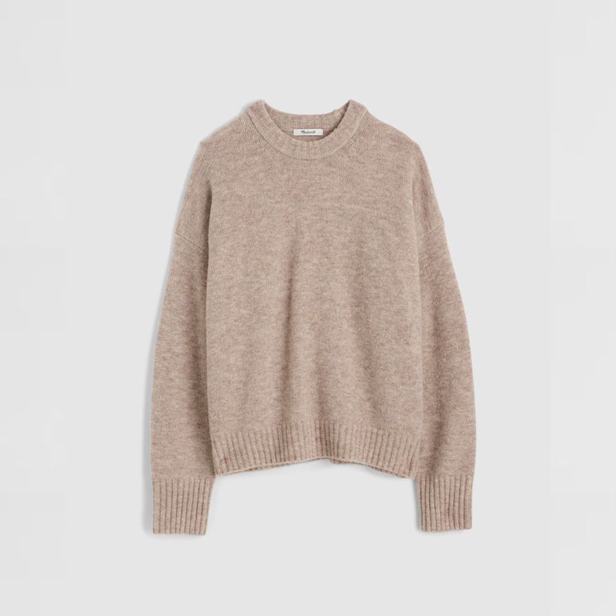 beige madewell cloudsoft drop-shoulder crewneck damen pullover