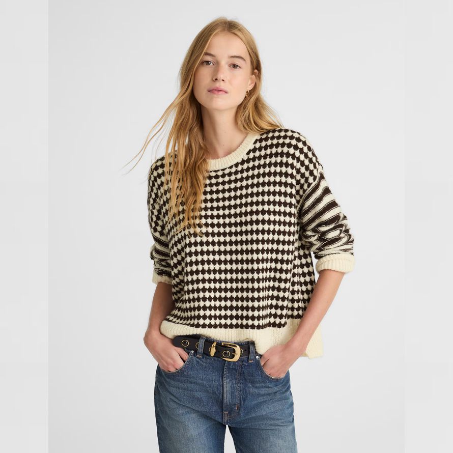creme schwarz damen madewell mixed stripe pullover