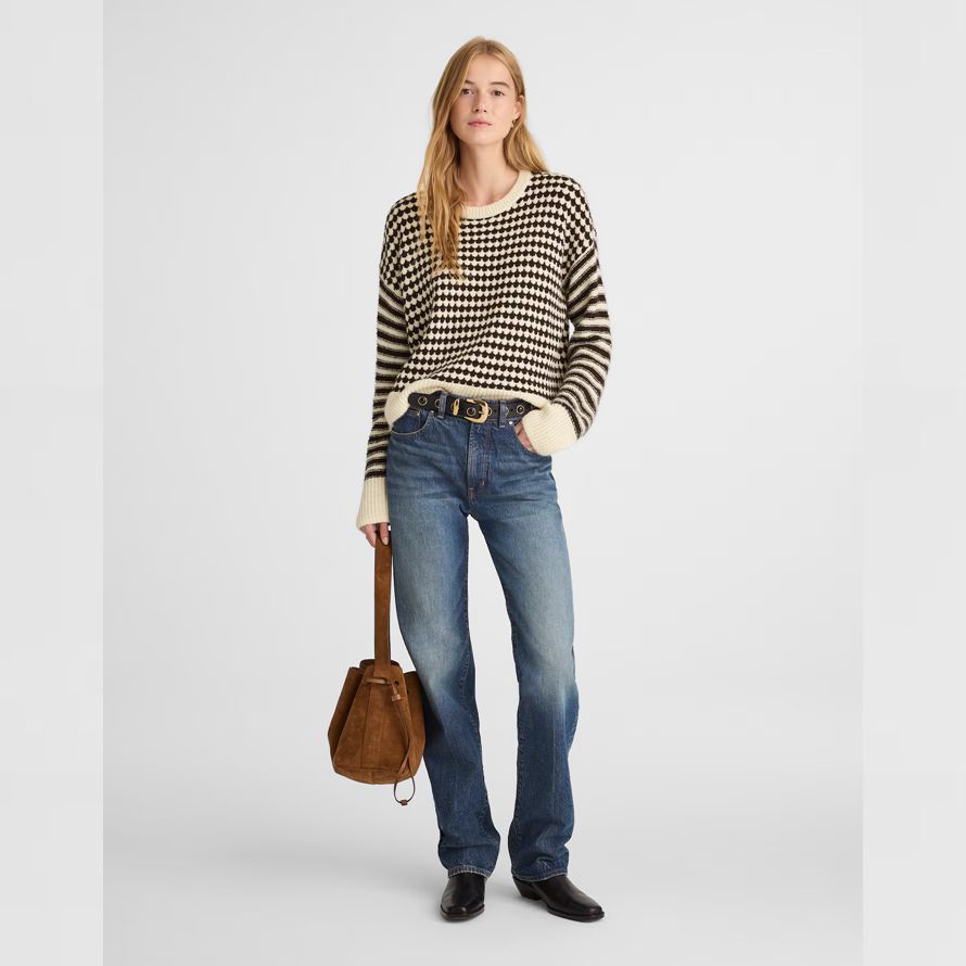creme schwarz damen madewell mixed stripe pullover