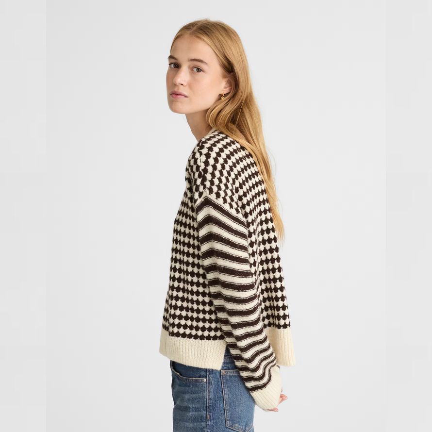 creme schwarz damen madewell mixed stripe pullover