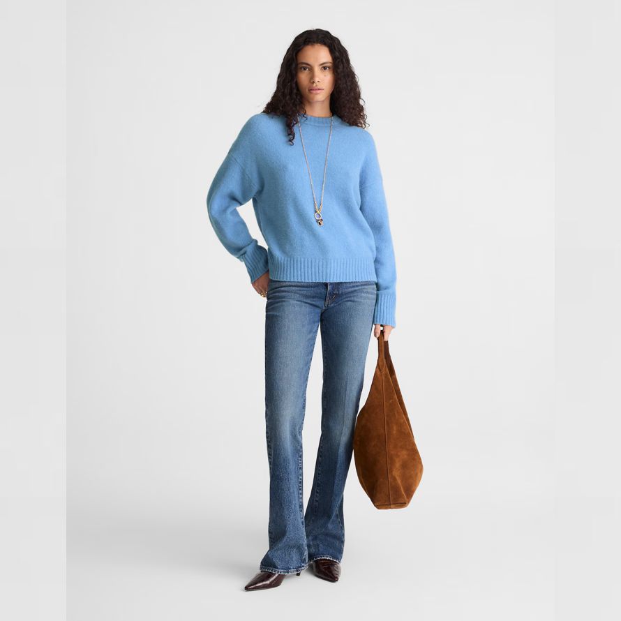 blau damen madewell cloudsoft drop-shoulder crewneck pullover