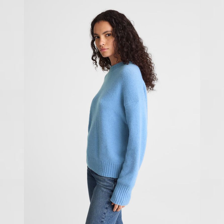 blau damen madewell cloudsoft drop-shoulder crewneck pullover