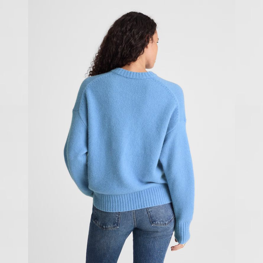 blau damen madewell cloudsoft drop-shoulder crewneck pullover