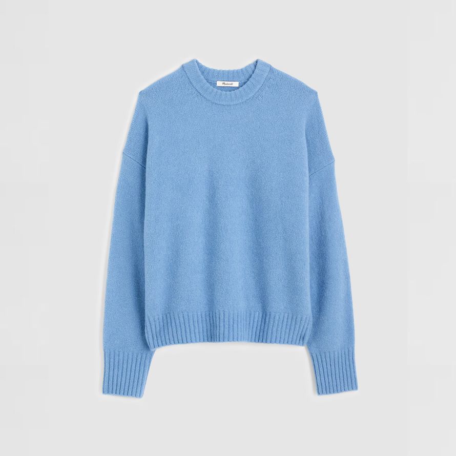 blau damen madewell cloudsoft drop-shoulder crewneck pullover
