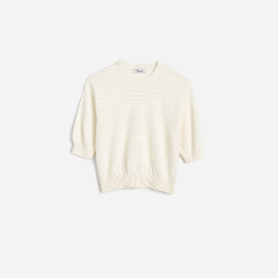 creme madewell textur-stich baumwolle damen pullover