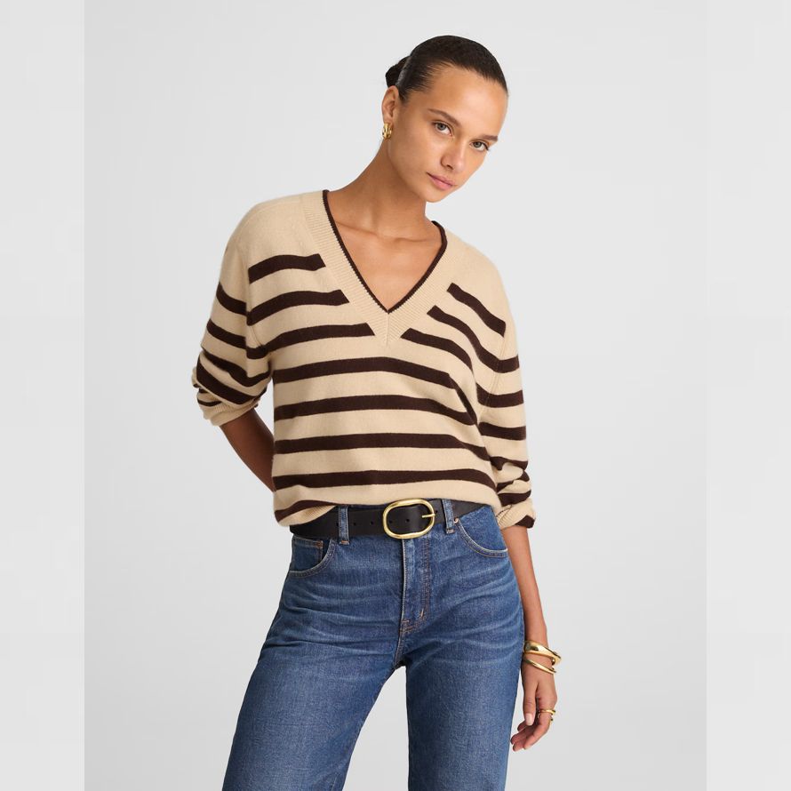 beige dunkelbraun damen madewell cashmere v-neck sweater