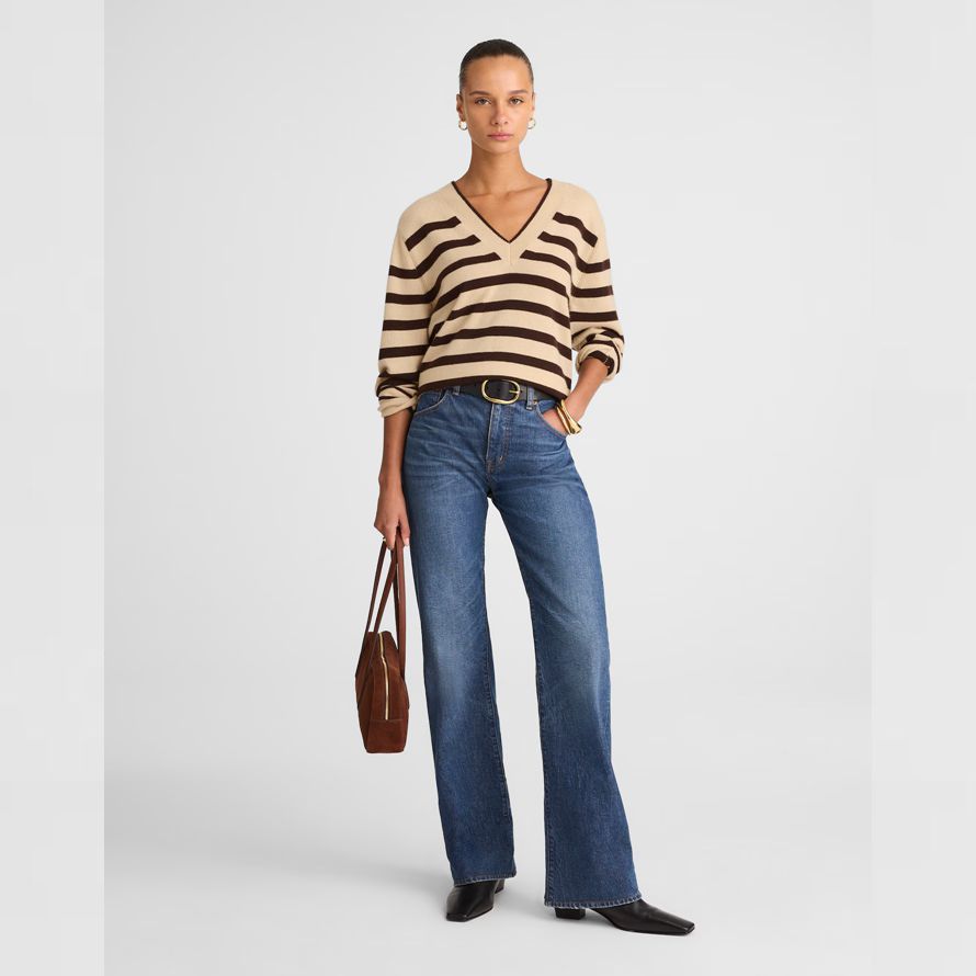 beige dunkelbraun damen madewell cashmere v-neck sweater