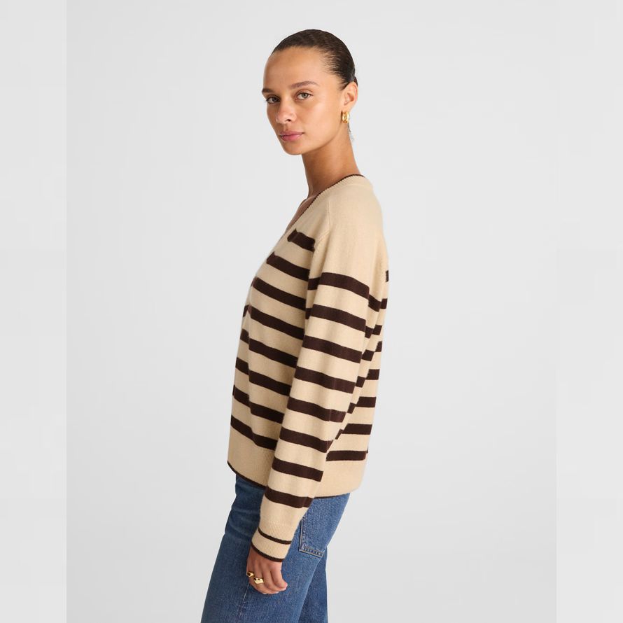beige dunkelbraun damen madewell cashmere v-neck sweater