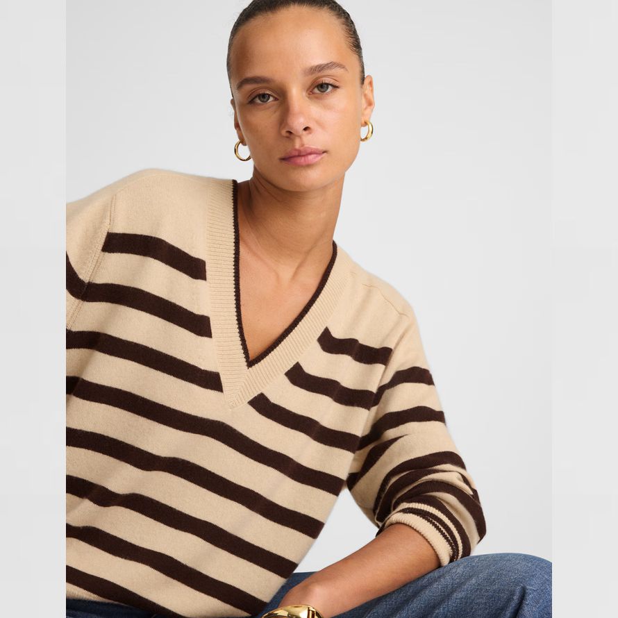 beige dunkelbraun damen madewell cashmere v-neck sweater