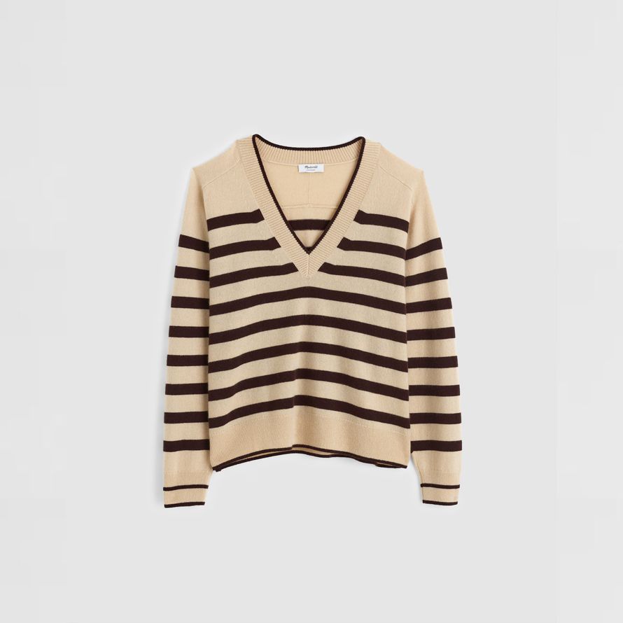 beige dunkelbraun damen madewell cashmere v-neck sweater