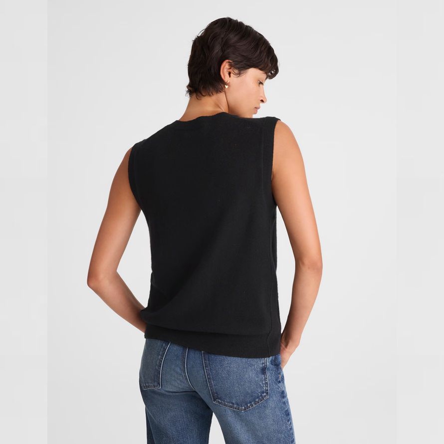 damen madewell cashmere v-neck sleeveless pullover schwarz
