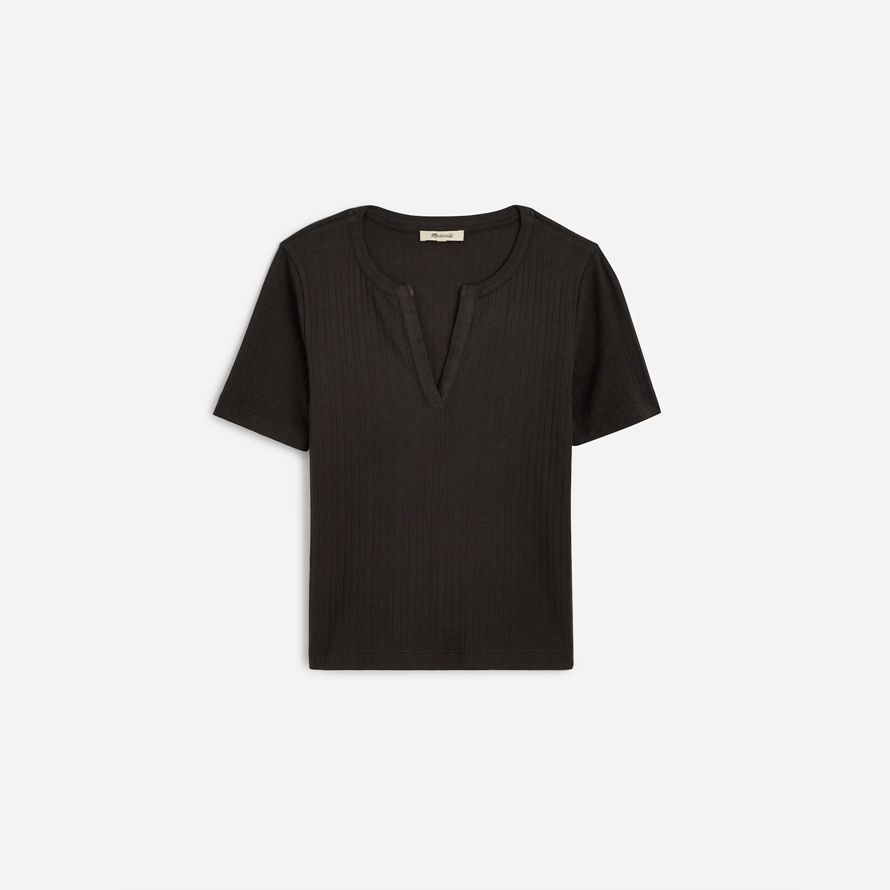 madewell pointelle notch neck frauen t-shirts schwarz