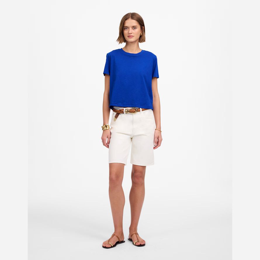 madewell slub boxy-ernte frauen t-shirts blau