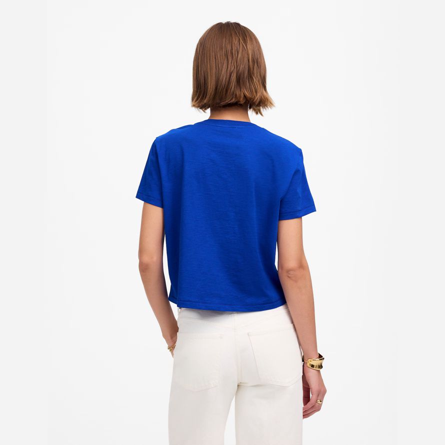 madewell slub boxy-ernte frauen t-shirts blau
