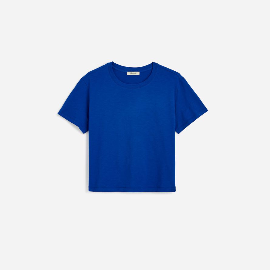 madewell slub boxy-ernte frauen t-shirts blau