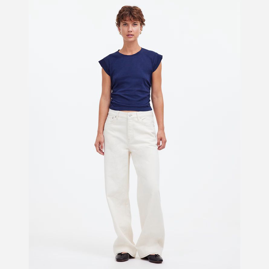 madewell seite-cinch-muskel-damen-t-shirts navy