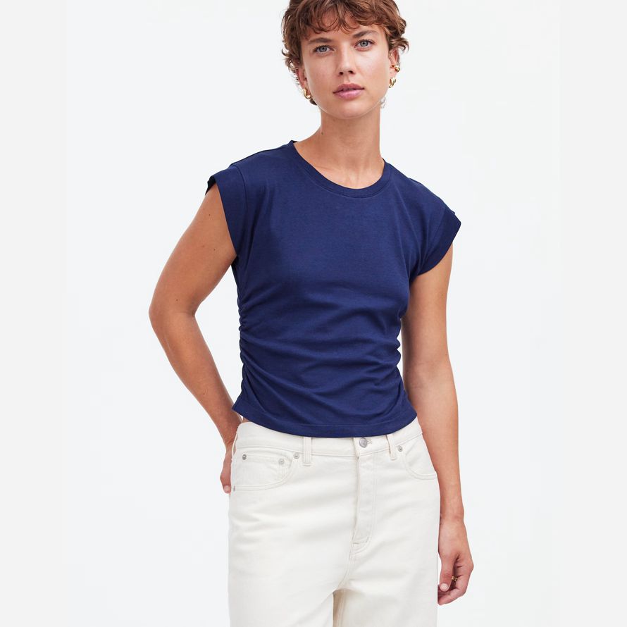 madewell seite-cinch-muskel-damen-t-shirts navy