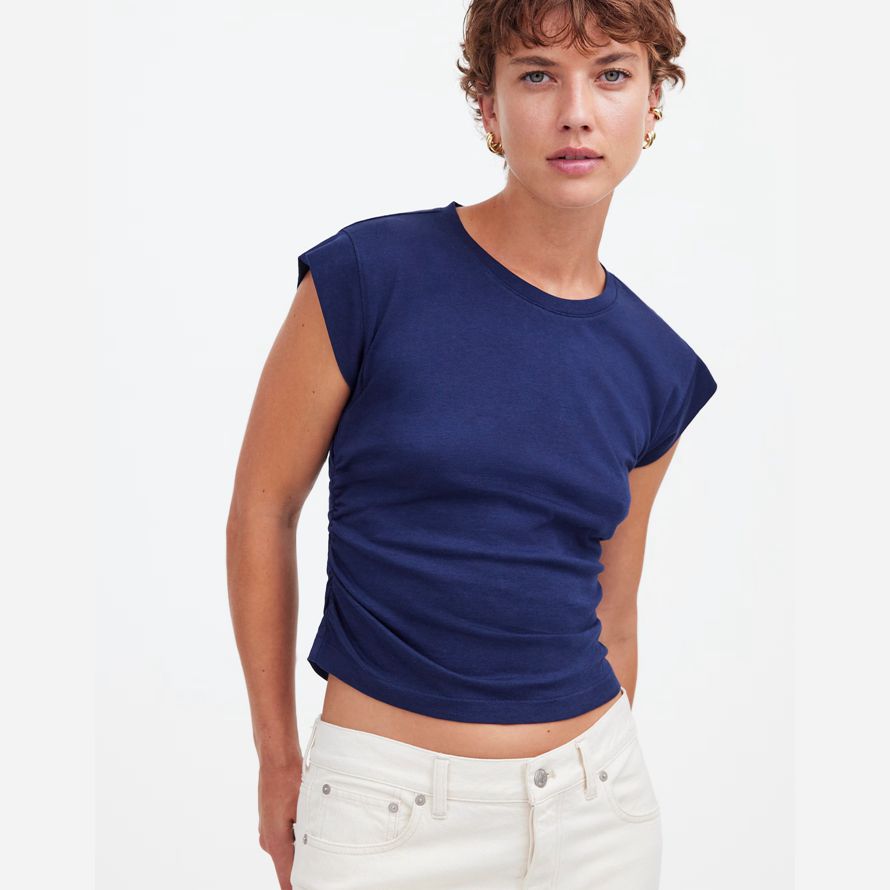 madewell seite-cinch-muskel-damen-t-shirts navy