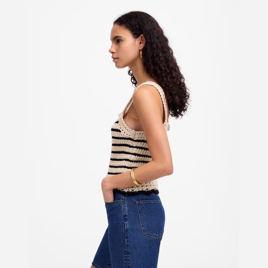 beige schwarz damen madewell häkeln-nähen baumwolle pullover tank