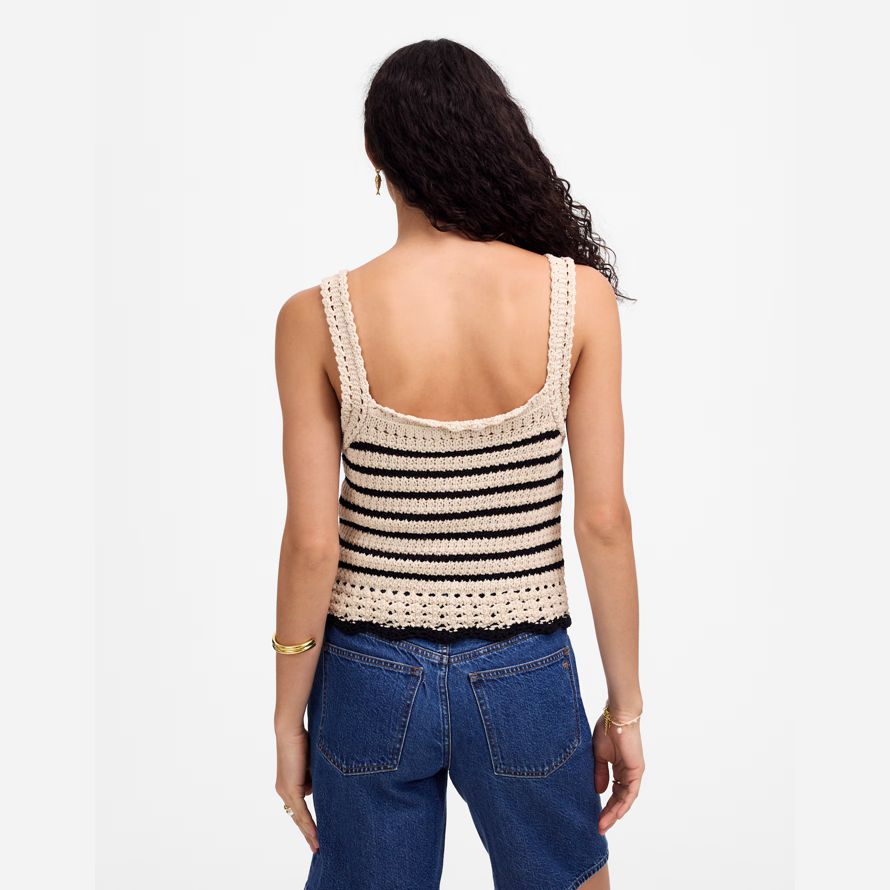 beige schwarz damen madewell häkeln-nähen baumwolle pullover tank