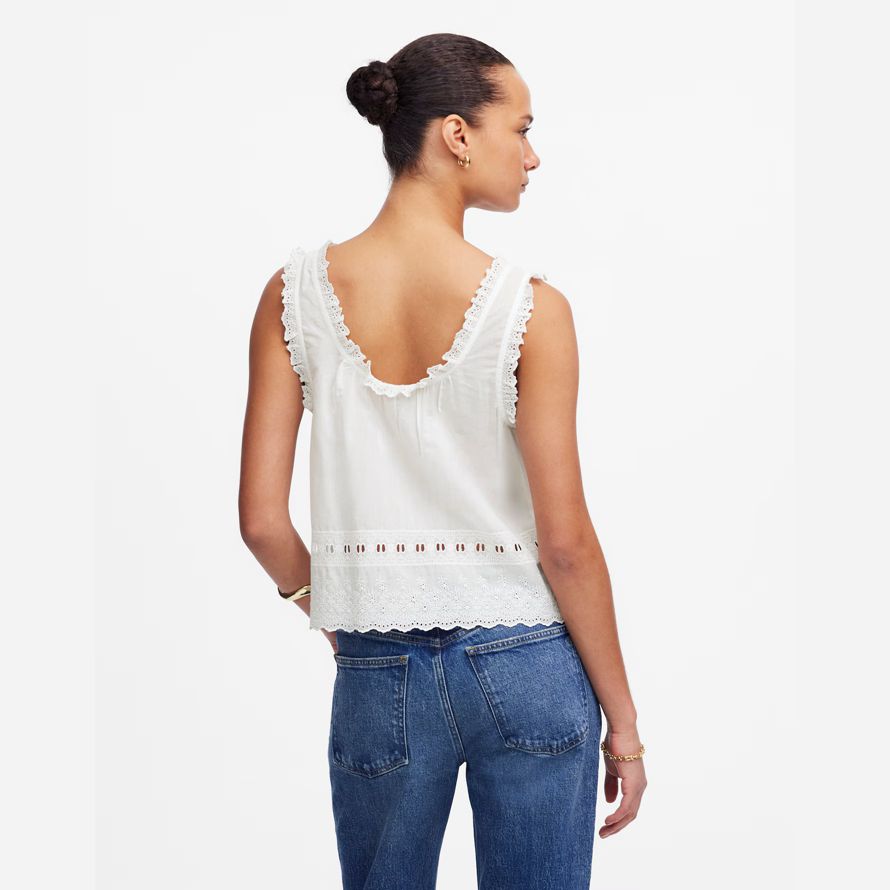 damen madewell gestickte scalloped tank white