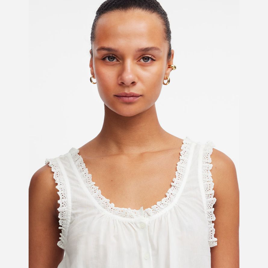damen madewell gestickte scalloped tank white