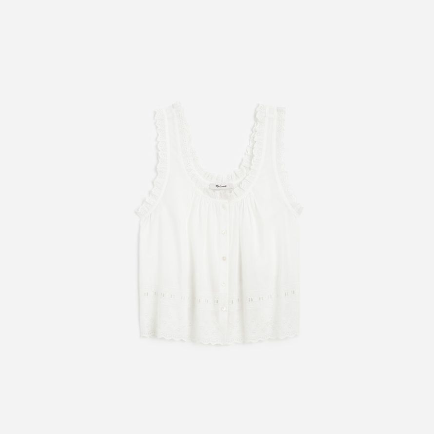 damen madewell gestickte scalloped tank white
