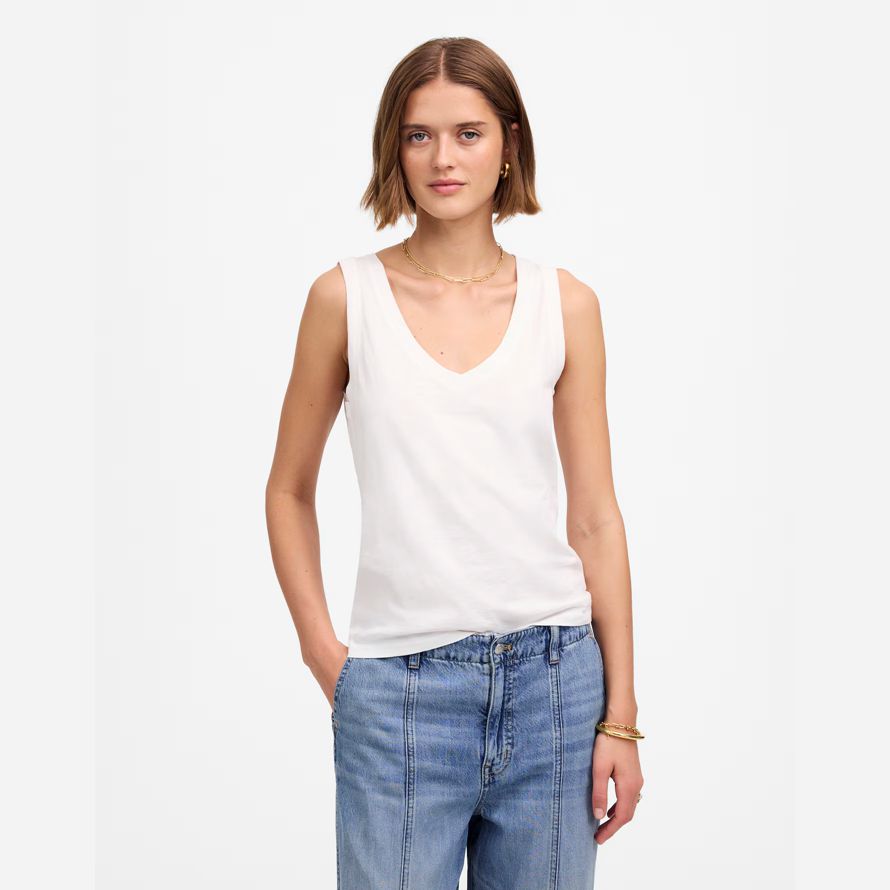 weiß damen madewell slub entspannt v-ausschnitt tank