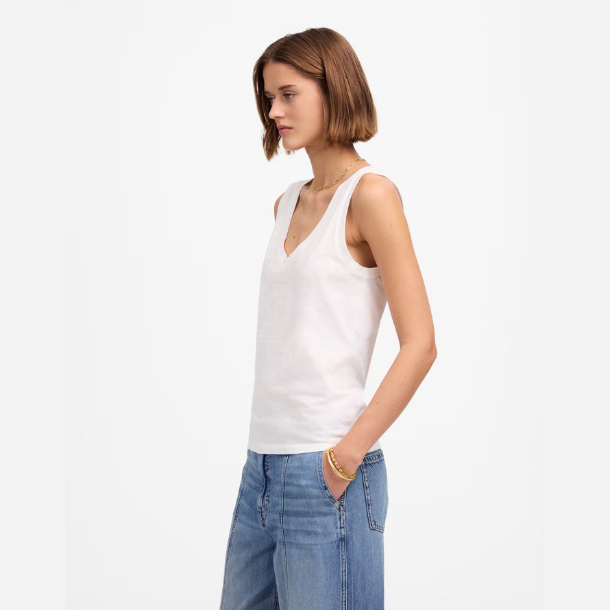 weiß damen madewell slub entspannt v-ausschnitt tank