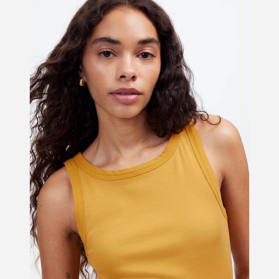 damen madewell regenerative baumwolle wesentliche high-neck tank gelb