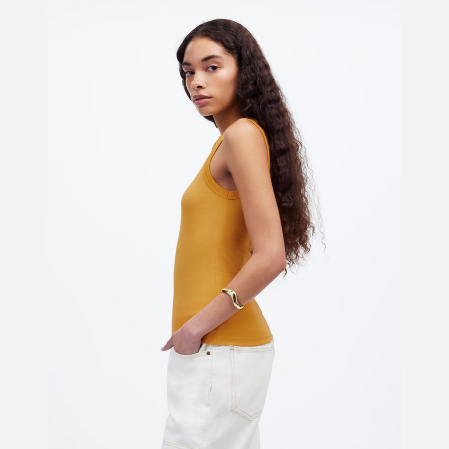 damen madewell regenerative baumwolle wesentliche high-neck tank gelb
