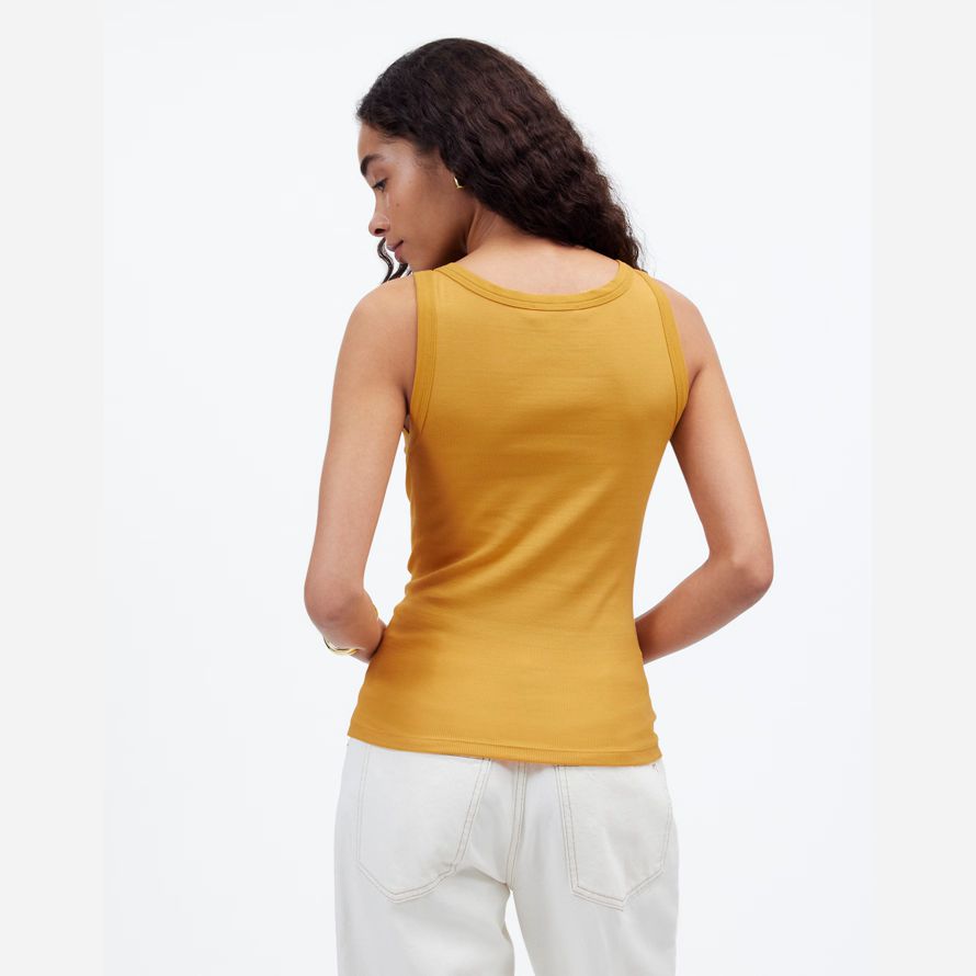 damen madewell regenerative baumwolle wesentliche high-neck tank gelb