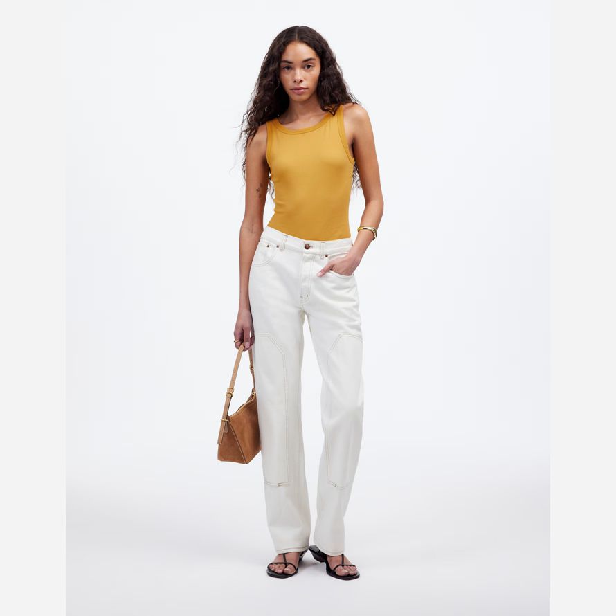 damen madewell regenerative baumwolle wesentliche high-neck tank gelb