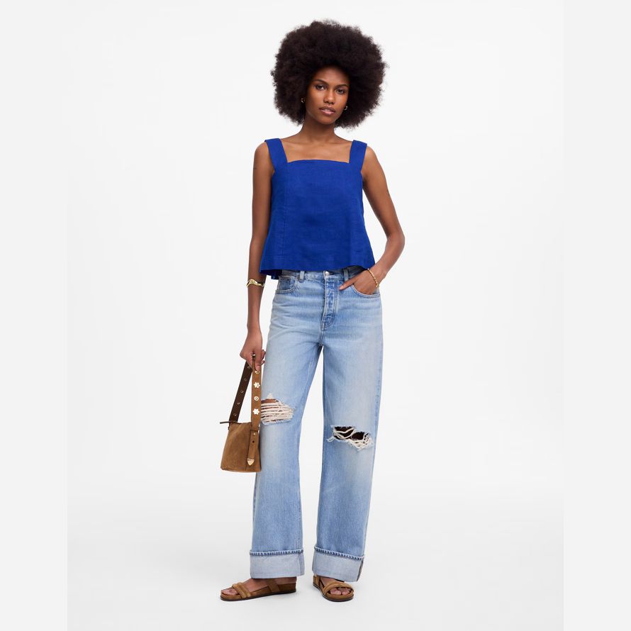 blau madewell womens curved-neck shell tank
