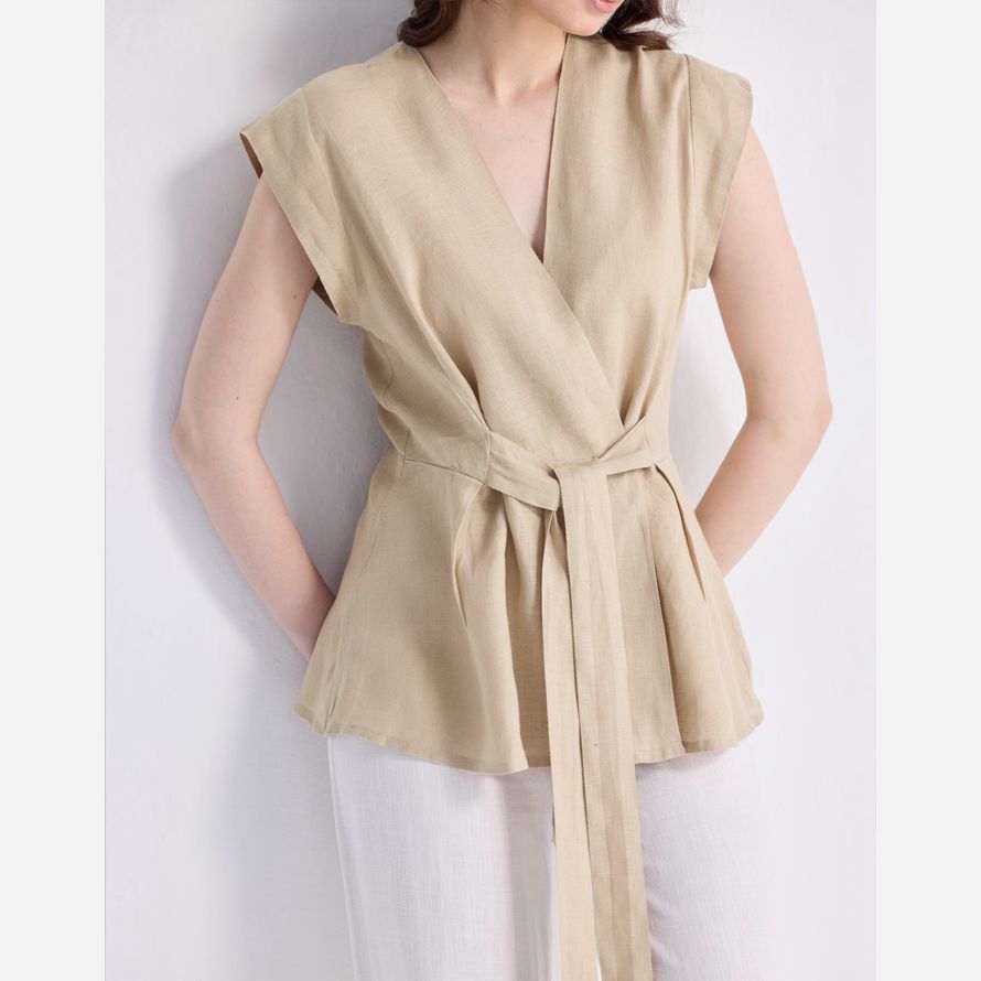 beige damen madewell reistorᆴ power-moves hanf kurzarm top
