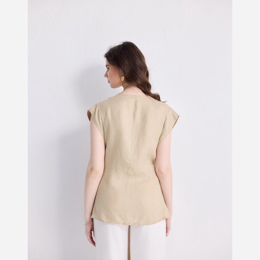 beige damen madewell reistorᆴ power-moves hanf kurzarm top