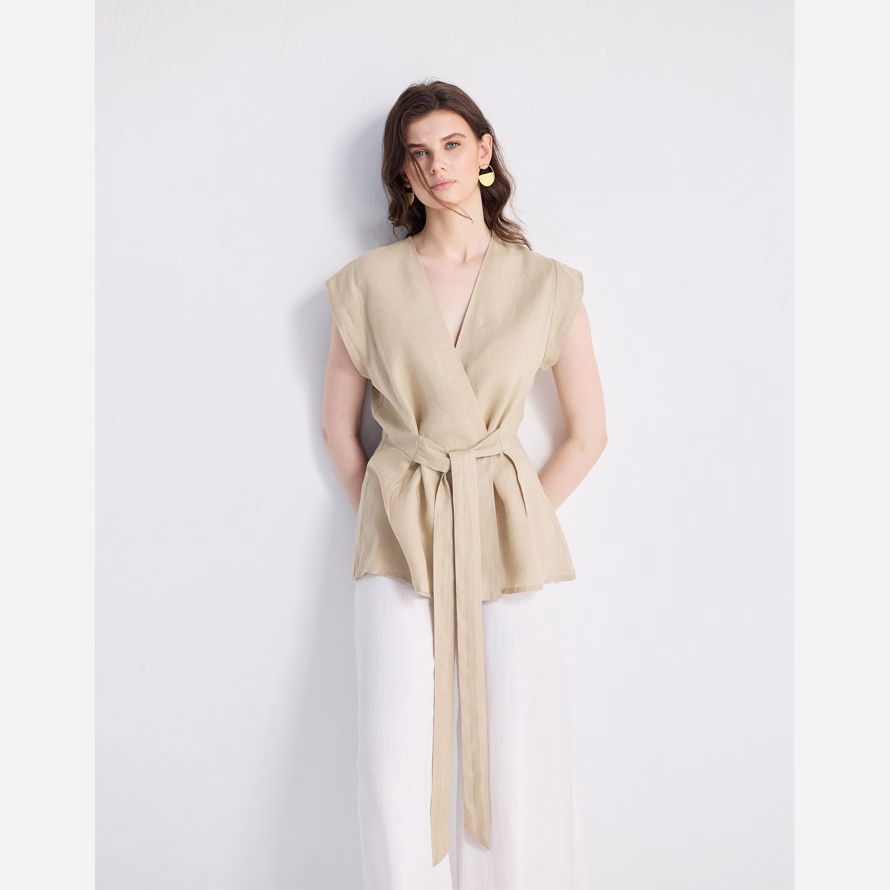 beige damen madewell reistorᆴ power-moves hanf kurzarm top