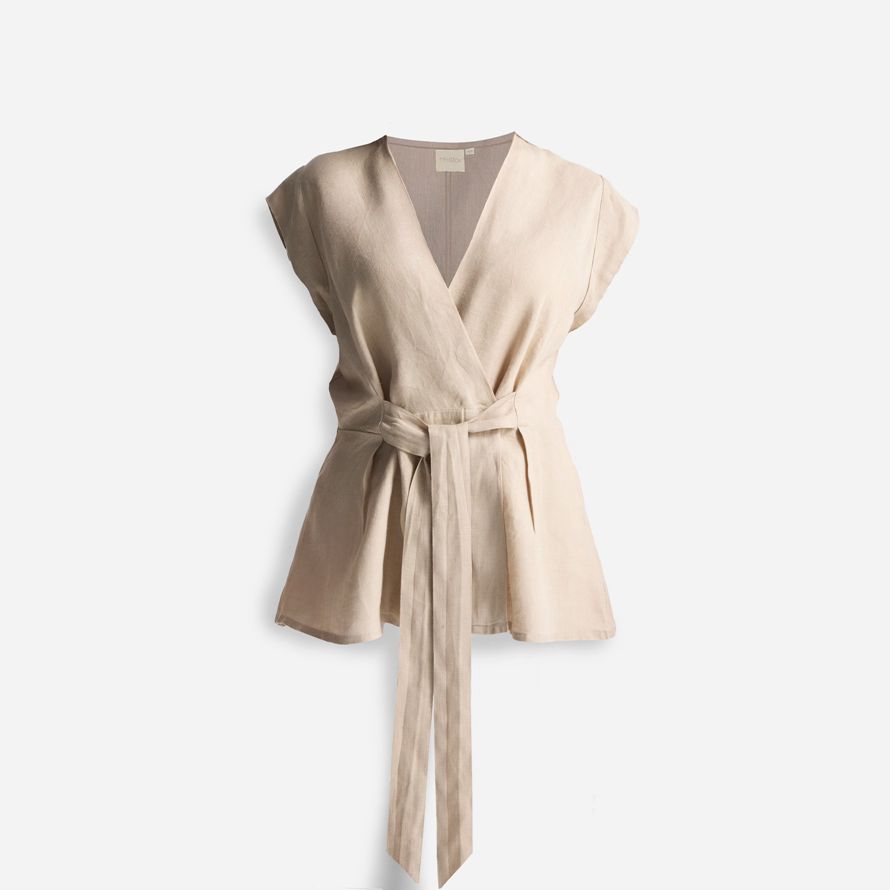 beige damen madewell reistorᆴ power-moves hanf kurzarm top